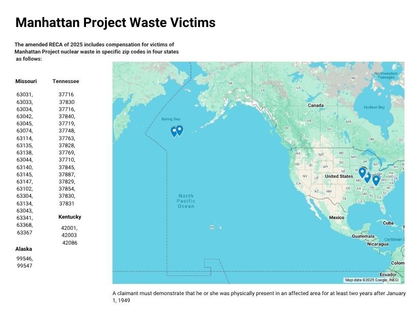 Manhattan Project Waste Victims Map